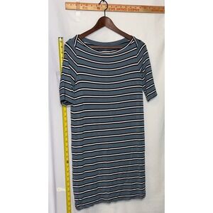 Lou & Grey Blue Striped Short Sleeve Boat Neck T-Shirt Shift Dress Medium